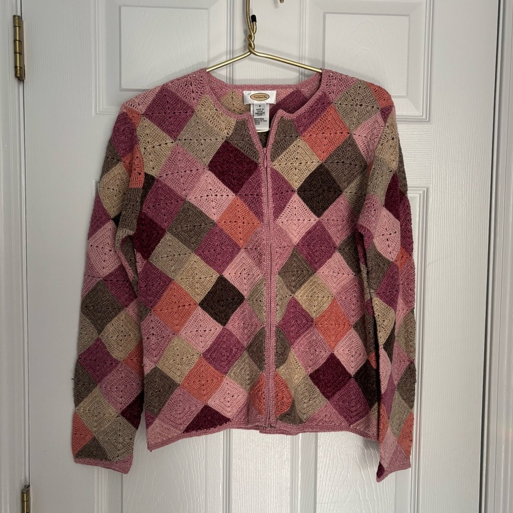 ‘90s Crochet Granny Square Cardigan